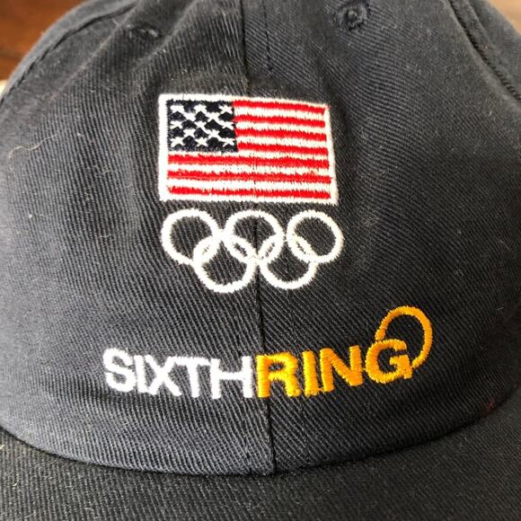 USA Olympics Hat Sixth Ring American Flag Adjustable Strap Embroidered Cap - Picture 1 of 6